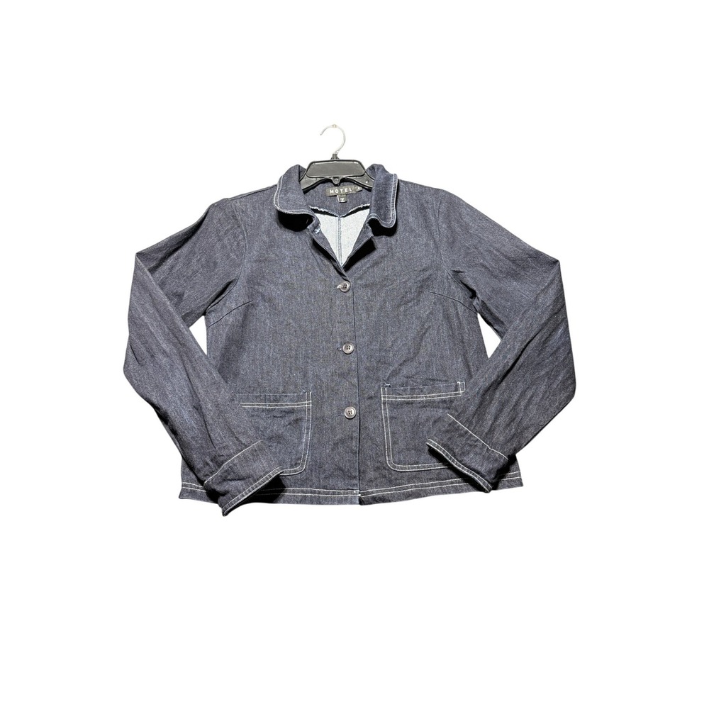 Motel Denim Jacket Women Small Blue Excellent Contrast Stitch Chore Coat